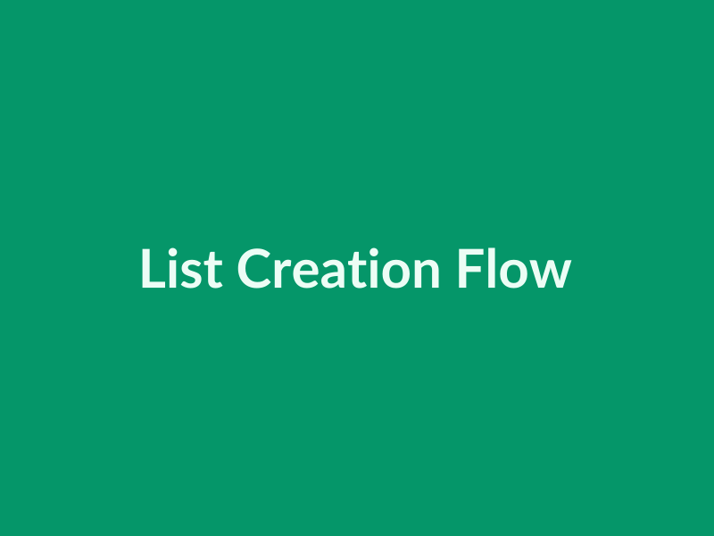 List creation screen with name, budget, store, and color options